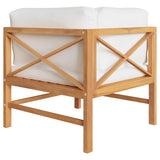 2-Seater Garden Sofa with Cream Cushions Solid Teak Wood
