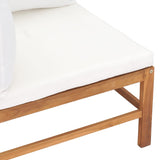 2-Seater Garden Sofa with Cream Cushions Solid Wood Teak - Rear View