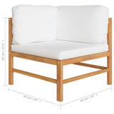 2-Seater Garden Sofa with Cream Cushions Solid Wood Teak - Close-Up Angle