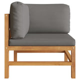 2-Seater Garden Sofa with Grey Cushions Solid Teak Wood