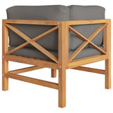 2-Seater Garden Sofa with Grey Cushions Solid Teak Wood