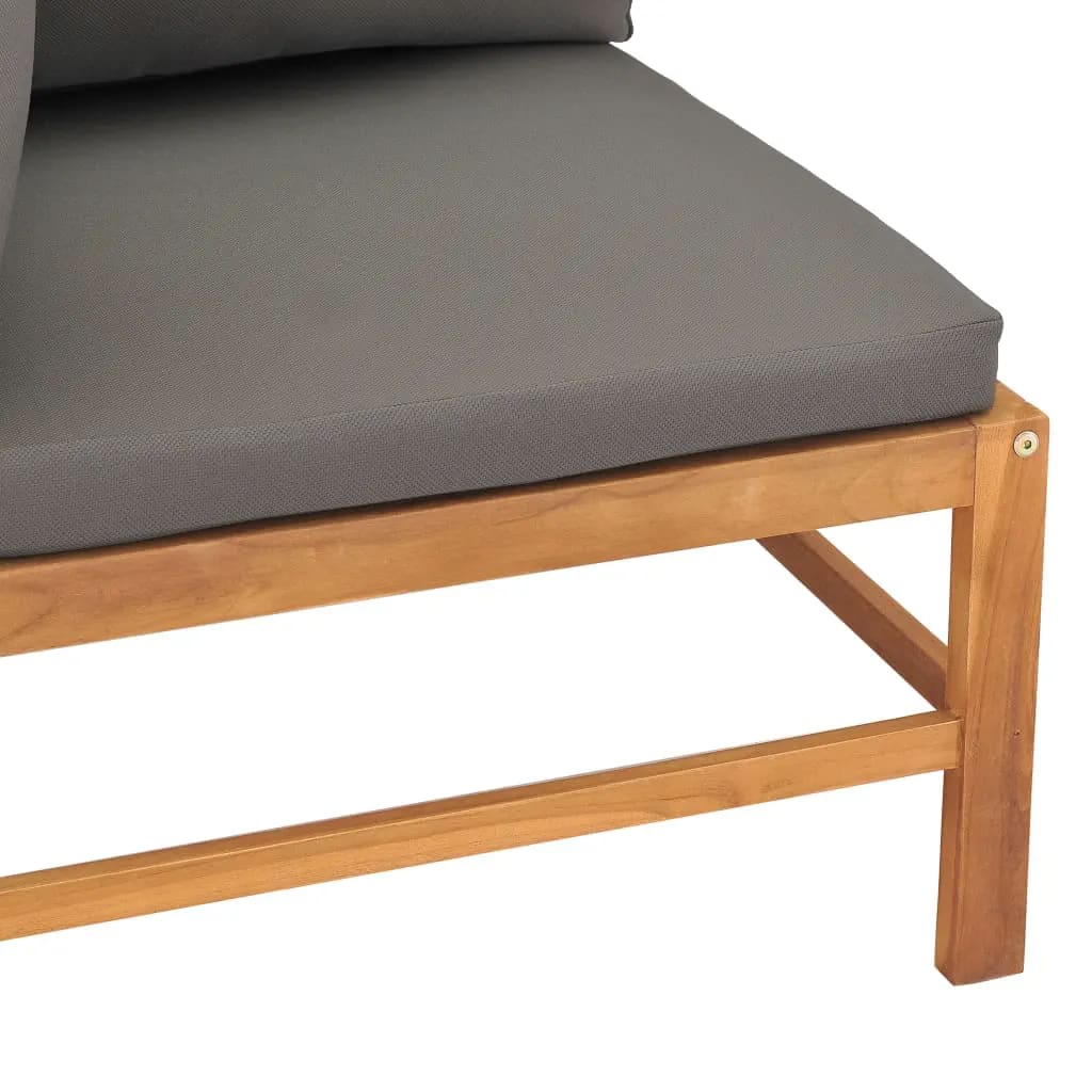 2-Seater Garden Sofa with Grey Cushions Solid Teak Wood