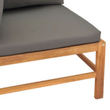 2-Seater Garden Sofa with Grey Cushions Solid Wood Teak - 45-Degree Angle