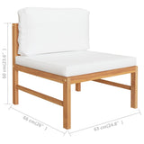 3-Seater Garden Sofa with Cream Cushions Solid Teak Wood