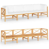 4-Seater Garden Sofa with Cream Cushions Solid Teak Wood - Front View