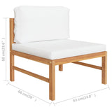 4-Seater Garden Sofa with Cream Cushions Solid Teak Wood - Rear View