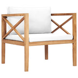 5 Piece Garden Lounge Set with Cream Cushions Solid Teak Wood - 45-Degree Angle