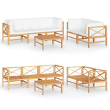 6 Piece Garden Lounge Set with Cream Cushions Solid Teak Wood - Front View