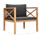 7 Piece Garden Lounge Set with Grey Cushions Solid Wood Teak - Extra Image