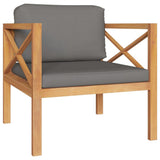 8 Piece Garden Lounge Set with Grey Cushions Solid Wood Teak