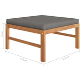 8 Piece Garden Lounge Set with Grey Cushions Solid Wood Teak
