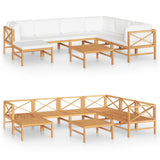 8 Piece Garden Lounge Set with Cream Cushions Solid Teak Wood