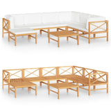 8 Piece Garden Lounge Set with Cream Cushions Solid Teak Wood - Front View