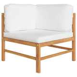 10 Piece Garden Lounge Set with Cream Cushions Solid Teak Wood - Side View