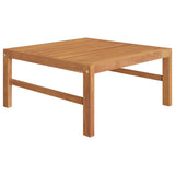 10 Piece Garden Lounge Set with Cream Cushions Solid Teak Wood - Rear View