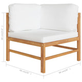 10 Piece Garden Lounge Set with Cream Cushions Solid Teak Wood - Close-Up Angle