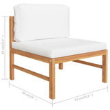 10 Piece Garden Lounge Set with Cream Cushions Solid Teak Wood - Low Angle