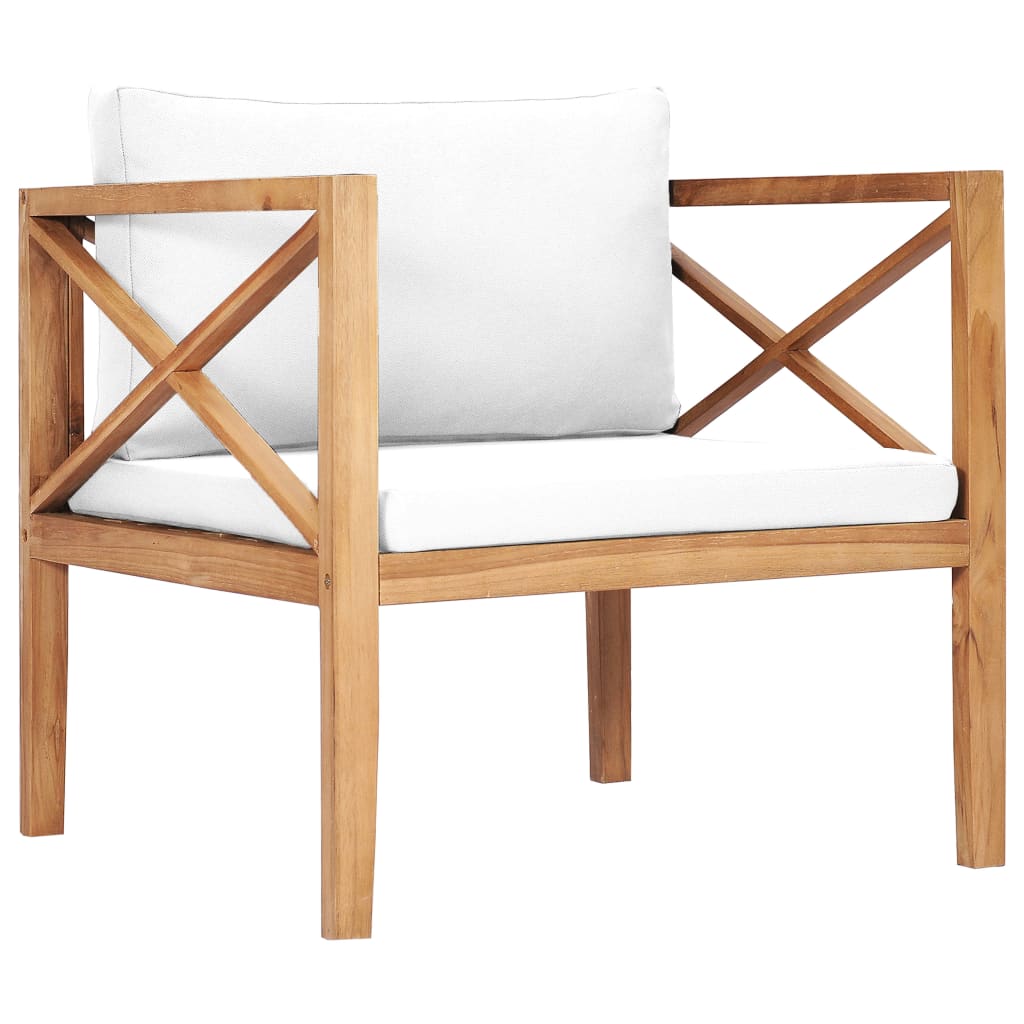 12 Piece Garden Lounge Set with Cream Cushions Solid Teak Wood