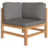 12 Piece Garden Lounge Set with Grey Cushions Solid Teak Wood