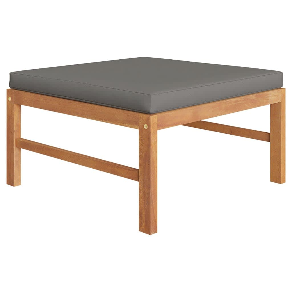 12 Piece Garden Lounge Set with Grey Cushions Solid Teak Wood