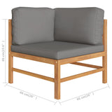 12 Piece Garden Lounge Set with Grey Cushions Solid Teak Wood - Close-Up Angle