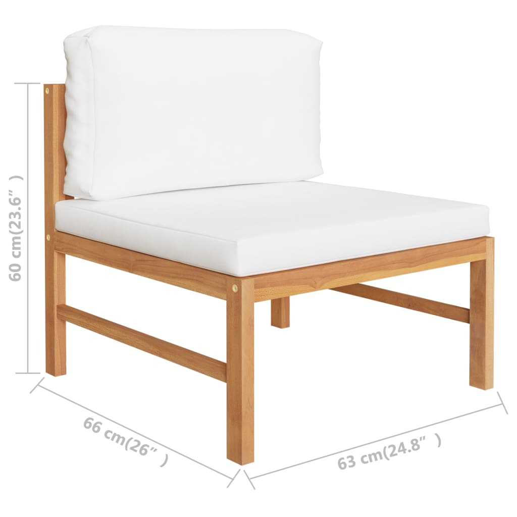 4 Piece Garden Lounge Set with Cream Cushions Solid Teak Wood