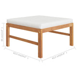 4 Piece Garden Lounge Set with Cream Cushions Solid Teak Wood - Close-Up Angle