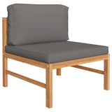 4 Piece Garden Lounge Set with Grey Cushions Solid Teak Wood - Side View