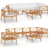 7 Piece Garden Lounge Set with Cream Cushions Solid Teak Wood - Front View