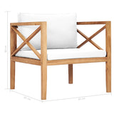 7 Piece Garden Lounge Set with Cream Cushions Solid Teak Wood - Extra Image