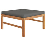 8 Piece Garden Lounge Set with Grey Cushions Solid Teak Wood