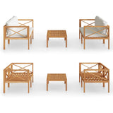 3 Piece Garden Lounge Set with Cushions Solid Wood Teak - Front View