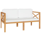 3 Piece Garden Lounge Set with Cushions Solid Wood Teak - Side View