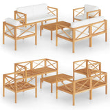 5 Piece Garden Lounge Set with Cushions Solid Wood Teak - Front View