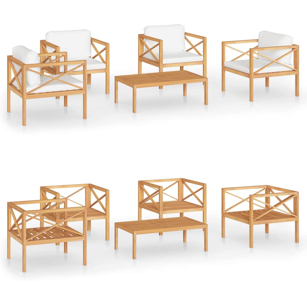 5 Piece Garden Lounge Set with Cushions Solid Wood Teak