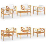 5 Piece Garden Lounge Set with Cushions Solid Wood Teak