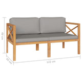 3 Piece Garden Lounge Set with Cushions Solid Wood Teak - 45-Degree Angle
