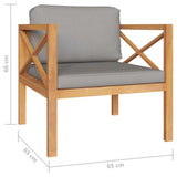 5 Piece Garden Lounge Set with Cushions Solid Wood Teak - Close-Up Angle