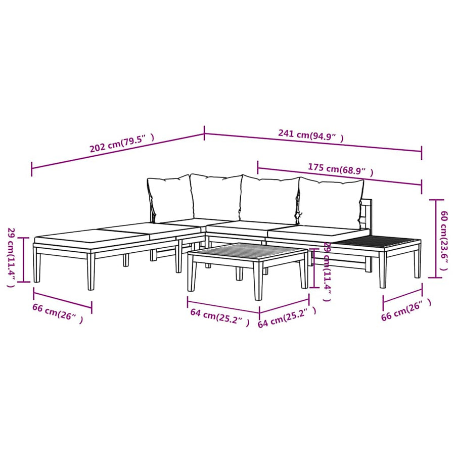 3 Piece Garden Lounge Set with Dark Grey Cushions Acacia Wood