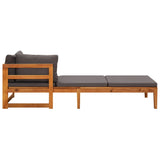 3 Piece Garden Lounge Set with Dark Grey Cushions Acacia Wood - Close-Up Angle