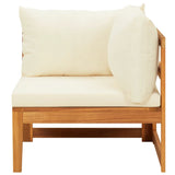 4 Piece Garden Lounge Set with Cream White Cushions Acacia Wood - Side View