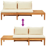 4 Piece Garden Lounge Set with Cream White Cushions Acacia Wood - Rear View