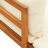 4 Piece Garden Lounge Set with Cream White Cushions Acacia Wood - Low Angle