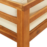 4 Piece Garden Lounge Set with Cream White Cushions Acacia Wood - Extra Image