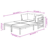 Sun Loungers with Cream White Cushions 2 pcs Acacia Wood - Low Angle