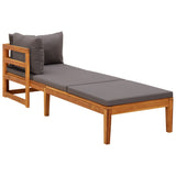 Sun Loungers with Dark Grey Cushions 2 pcs Acacia Wood - Side View