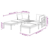 3 Piece Garden Lounge Set with Dark Grey Cushions Acacia Wood