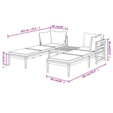 3 Piece Garden Lounge Set with Dark Grey Cushions Acacia Wood - Extra Image