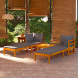 3 Piece Garden Lounge Set with Dark Grey Cushions Acacia Wood