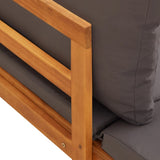 3 Piece Garden Lounge Set with Dark Grey Cushions Acacia Wood - Low Angle